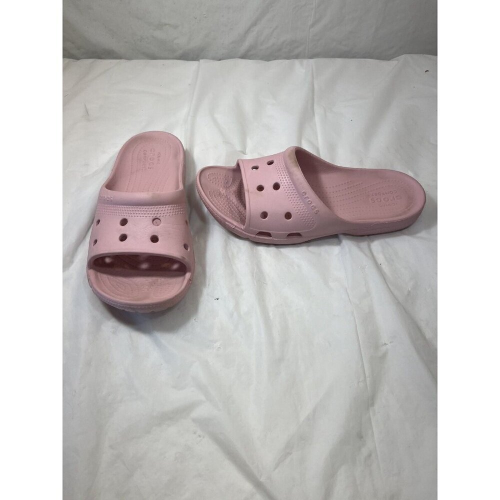 Crocs Womens Coast Slide Sandals Pink Open Toe Slip On Flats 7 - Picture 14 of 15
